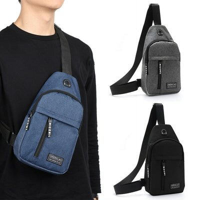 Mens Sling Bag Cross Body Handbag Chest Bag Shoulder Pack Sports Travel Backpack Black