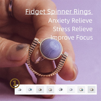 Original Fidget Spinner Rings Natural Stone Rings Replaceable Spinners For Anxiety And Stress Relief Jewelry Gifts