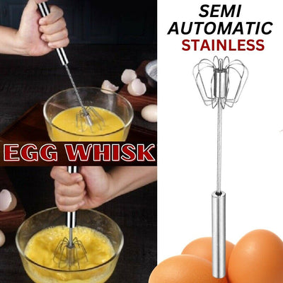 Semi-Automatic Egg Whisk Hand Push Egg Beater Stainless Steel Blender Mixer Whis