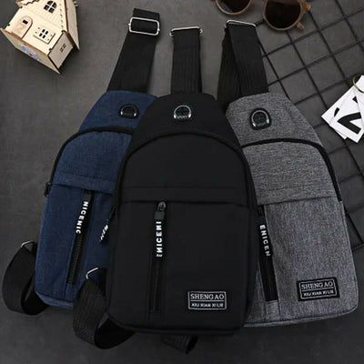 Mens Sling Bag Cross Body Handbag Chest Bag Shoulder Pack Sports Travel Backpack Black