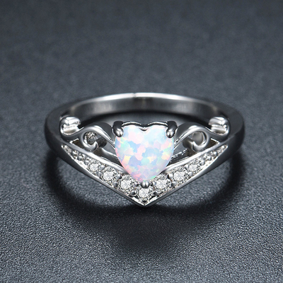 Heart shaped opal mother ring