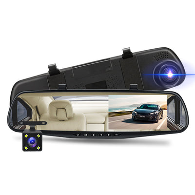 Car Driving Recorder HD Night Vision Rearview Mirror Wide-angle 4.3-inch Dual Lens