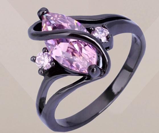 Popular Fashion Luxury Retro Purple Zircon CZ Color Crystal Ring Ladies Engagement Jewelry Stainless Steel Ring