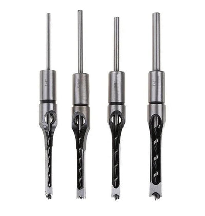 Square Hole Saws Auger Drill Bit Cut Mortising Chisel Woodworking Tool Set