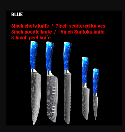 8-inch Chef Knife with Blue Resin Handle