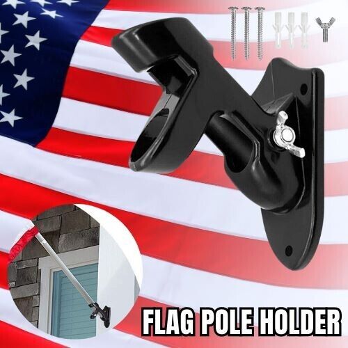 Flag Pole Holder Mount 1\' Two-Position Metal Mounting Bracket For House