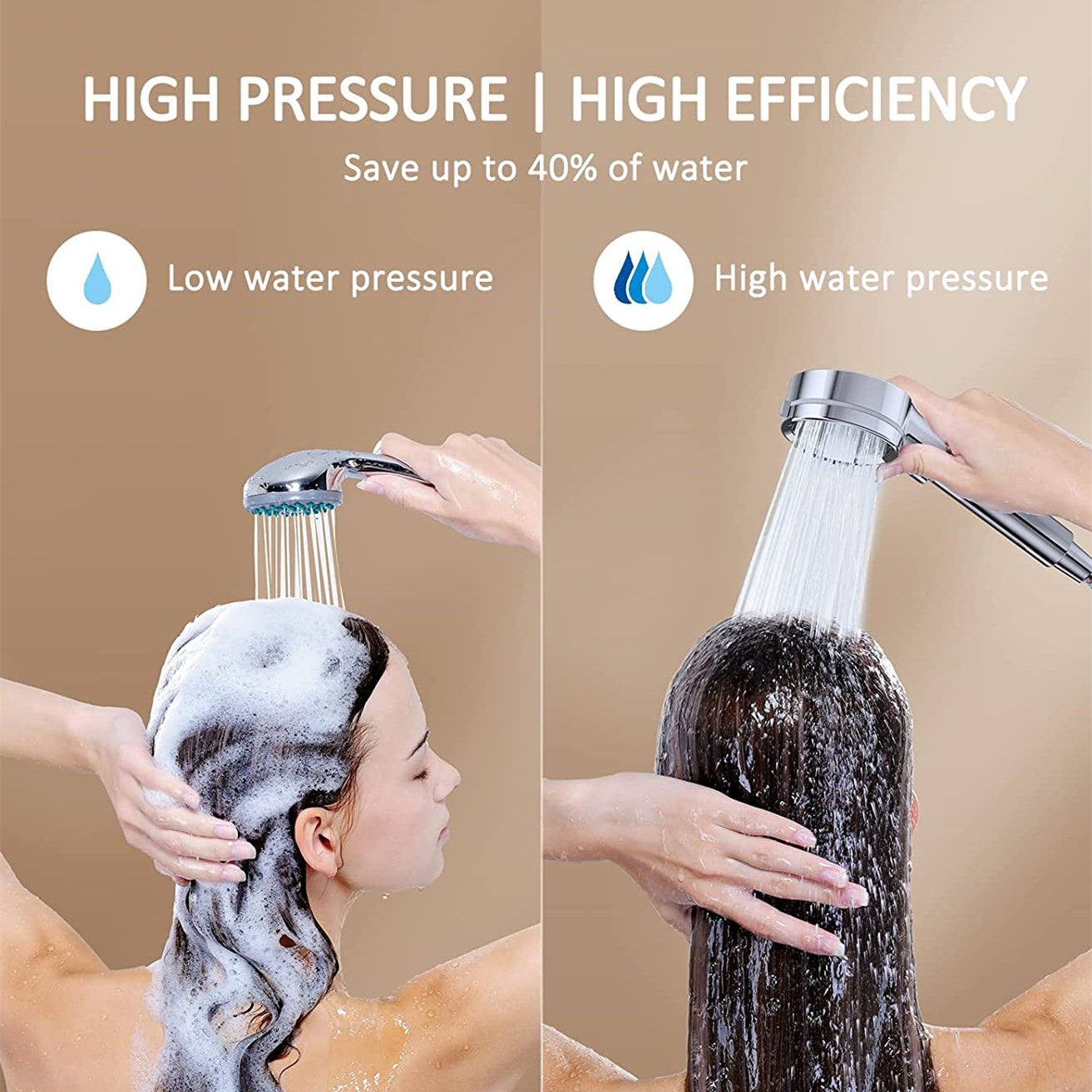 High Pressure Filtered Shower Head Handheld With ON OFF Switch, 3 Spray Setting Modes Without Hose