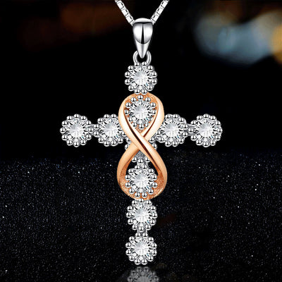Women's Faith Cross 8 Diamond Pendant Necklace