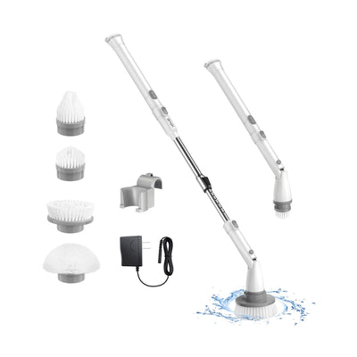 350RPM Telescoping Electric Spin Scrubber Cordless 25-47in & 4 Brush Heads, Built-in 2x2500mah Lithium Battery 3H Fast Charge 90Min Runtime Cordless Tub And Tile Scrubber